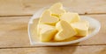 Romantic heart shaped butter pats on a plate