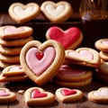 Heart shaped cookies to celebrate romance, love and Valentine\'s day