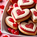 Heart shaped cookies to celebrate romance, love and Valentine\'s day