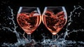 Romantic Heart-Shaped Toast of Red Wine Splashing Royalty Free Stock Photo