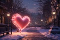 Romantic HeartShaped Lights Adorning Cozy Winter