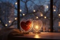 Romantic HeartShaped Lights Adorning Cozy Winter