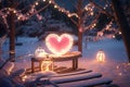 Romantic HeartShaped Lights Adorning Cozy Winter