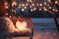 Romantic HeartShaped Lights Adorning Cozy Winter