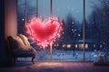 Romantic HeartShaped Lights Adorning Cozy Winter