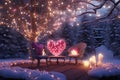 Romantic HeartShaped Lights Adorning Cozy Winter