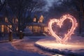 Romantic HeartShaped Lights Adorning Cozy Winter