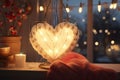 Romantic HeartShaped Lights Adorning Cozy Winter