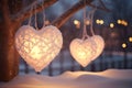 Romantic HeartShaped Lights Adorning Cozy Winter