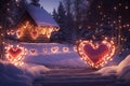 Romantic HeartShaped Lights Adorning Cozy Winter