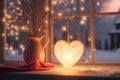 Romantic HeartShaped Lights Adorning Cozy Winter