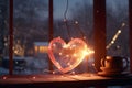 Romantic HeartShaped Lights Adorning Cozy Winter