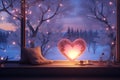 Romantic HeartShaped Lights Adorning Cozy Winter