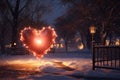 Romantic HeartShaped Lights Adorning Cozy Winter