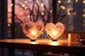 Romantic HeartShaped Lights Adorning Cozy Winter