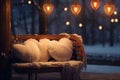 Romantic HeartShaped Lights Adorning Cozy Winter