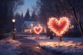 Romantic HeartShaped Lights Adorning Cozy Winter