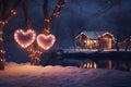 Romantic HeartShaped Lights Adorning Cozy Winter