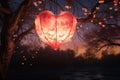 Romantic HeartShaped Paper Lantern Releases