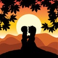 Romantic on a hilltop., Vector illustrations