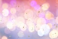 Romantic holiday bokeh background with golden elements flowers petal copy space pink blue green white yellow light color banner Royalty Free Stock Photo