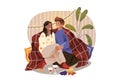 Romantic home couple date. Vector banner or image.