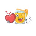 Romantic honey cartoon picture holding a heart