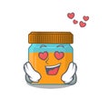 Romantic honey jar cartoon character has a falling in love eyes