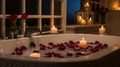 Romantic honeymoon pension with private jacuzzis and candlelit dinners Royalty Free Stock Photo