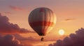 A romantic hot air balloon floating gently in the sunset evening sky Royalty Free Stock Photo