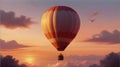 A romantic hot air balloon floating gently in the sunset evening sky Royalty Free Stock Photo