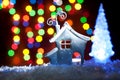 Romantic house with a Christmas illumination