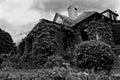 Romantic house exterior covered with vine.