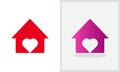 Romantic House logo design. Home logo with Heart concept vector. Love and Home logo design