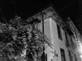 Romantic houses, esoterism and magic in Turin city, Italy. Black and white Royalty Free Stock Photo