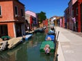 The houses painted in brilliant pastel shades at Burano Italy