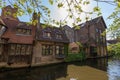 Romantic houses by the riwer canal in Brugge, Belgium