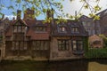 Romantic houses by the riwer canal in Brugge, Belgium