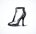 Women`s boot with heels. Vector drawing