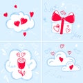 Set of love and romantic icons. Vector cards