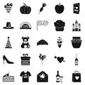 Romantic icons set, simple style