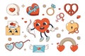 Romantic icons set vector stickers, Valentines day