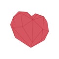 Romantic illustration of a big read heart on a white background,in the form of a geometric figure