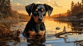 Romantic Illustration Of A Doberman Pinscher Puppy In Saskatchewan