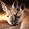 Valentines Day Cuddling Animals - Kangaroo Couple2 (Generative AI)