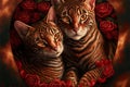 Valentines Day Cuddling Animals - Toyger Couple3 (Generative AI)