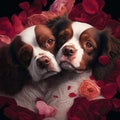 Valentines Day Cuddling Animals - Dog Couple1 (Generative AI)