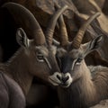 Valentines Day Cuddling Animals - Ibex Couple1 (Generative AI)