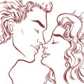 Romantic illustration showing a beautiful couple
