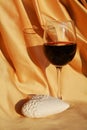 Romantic image, heart and red wine Royalty Free Stock Photo